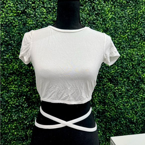 Garage Tops - white open back crop top
